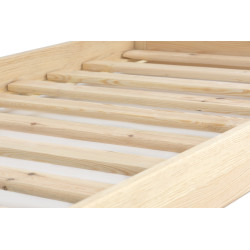 Lit maison cabane en bois de pin naturel brut avec barreaux 160x80 cm